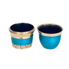 Load image into Gallery viewer, Blue and Brass Cremation Keepsake Urn (set of 4)
