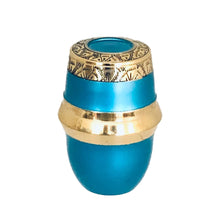 Load image into Gallery viewer, Blue and Brass Cremation Keepsake Urn