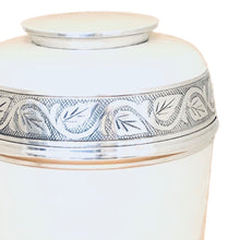 Load image into Gallery viewer, White Enameled Cremation Urn