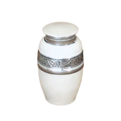 White Enameled Cremation Keepsake Urn (set of 4)