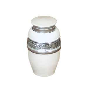 White Enameled Cremation Keepsake Urn (set of 4)
