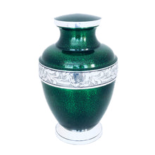 Load image into Gallery viewer, Green Engraved Band Cremation Urn