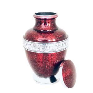 Red Engraved Cremation Urn
