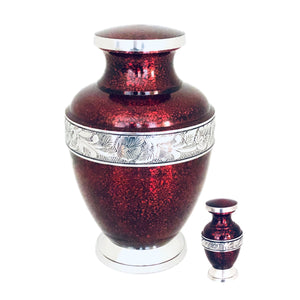 Red Engraved Cremation Keepsake Urn (set of 4)