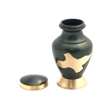 Load image into Gallery viewer, Green Mat Engraved Birds Flying Keepsake Cremation Urn