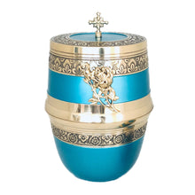 Load image into Gallery viewer, Blue and Brass Decorative Urn