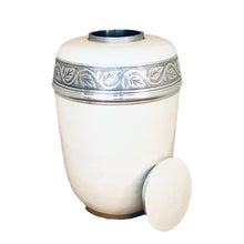 Load image into Gallery viewer, White Enameled Cremation Urn