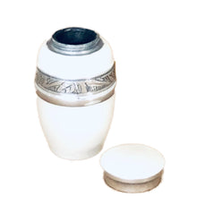 Load image into Gallery viewer, White Enameled Cremation Keepsake Urn (set of 4)