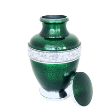 Load image into Gallery viewer, Green Engraved Band Cremation Urn