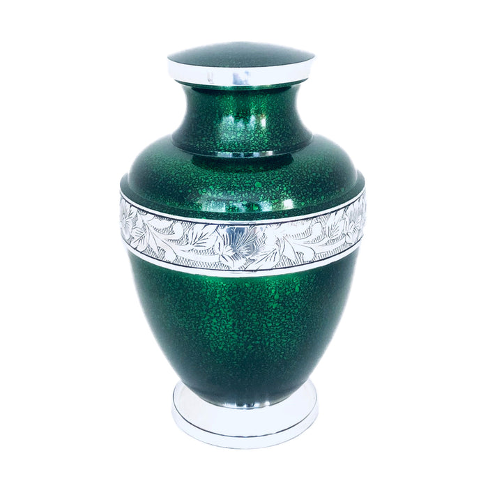Green Engraved Band Cremation Urn
