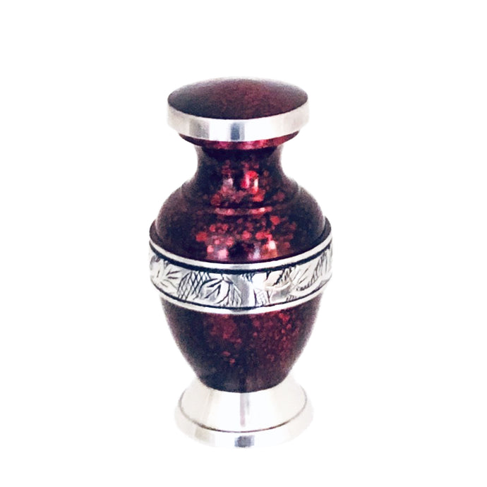 Red Engraved Cremation Keepsake Urn (set of 4)