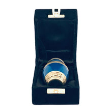 Load image into Gallery viewer, Blue and Brass Engraved Cremation Keepsake Urn