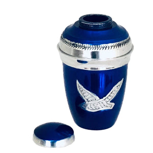 Royal Blue Birds Flying Cremation Keepsake Urn (set of 4)