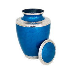 Load image into Gallery viewer, Blue Glossy Enameled Cremation Urn
