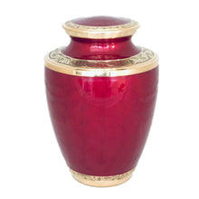 Load image into Gallery viewer, Red Enameled Brass Cremation Urn