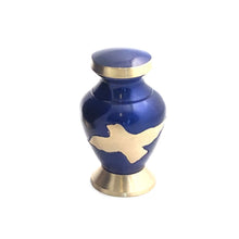 Load image into Gallery viewer, Blue Glossy Birds Flying Cremation Keepsake Urn