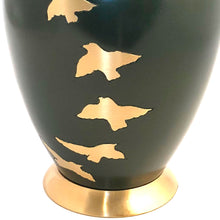 Load image into Gallery viewer, Green Mat Engraved Birds Flying Cremation Urn