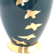 Load image into Gallery viewer, Gray Mat Engraved Birds Flying Cremation Urn