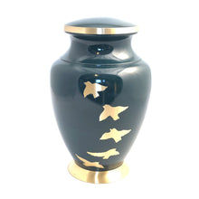 Load image into Gallery viewer, Gray Mat Engraved Birds Flying Cremation Urn