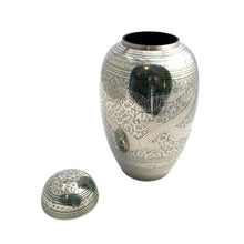 Load image into Gallery viewer, Green Engraved Birds Cremation Urn