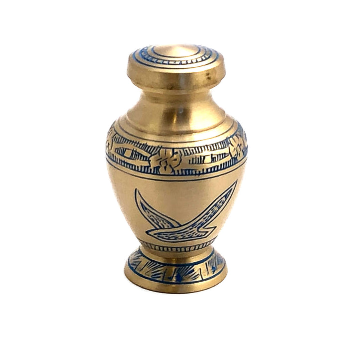 Engraved Brass Birds Keepsake Cremation Urn (set of 4)